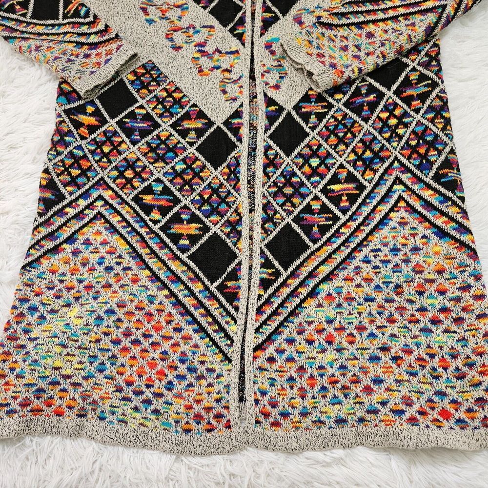 Northern Angel Rainbow Southwestern Print Hooded Longline Duster Cardigan Sz 2X - Picture 9 of 9